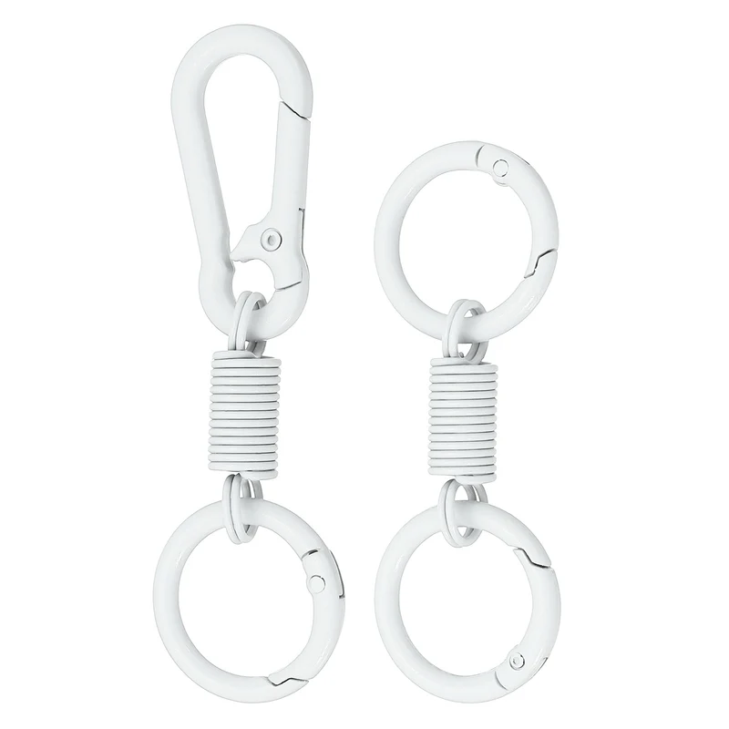 Keychain Clips with O Rings, 2Pcs Quick Release Key Chain Rings, White