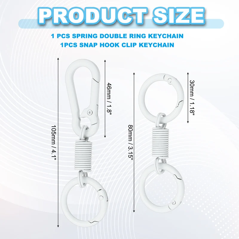 Keychain Clips with O Rings, 2Pcs Quick Release Key Chain Rings, White