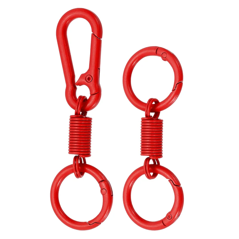 Keychain Clips with O Rings, 2Pcs Quick Release Key Chain Rings, Red