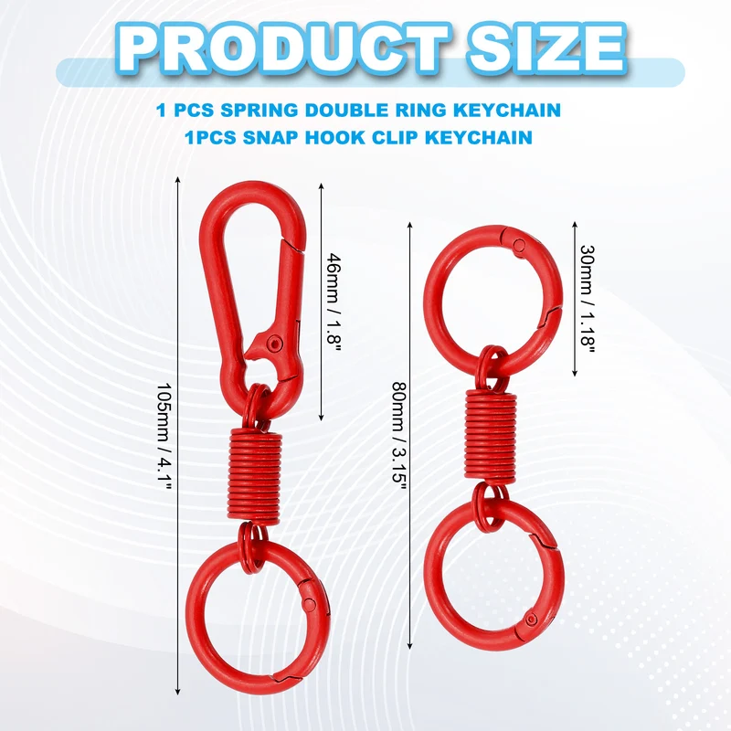Keychain Clips with O Rings, 2Pcs Quick Release Key Chain Rings, Red