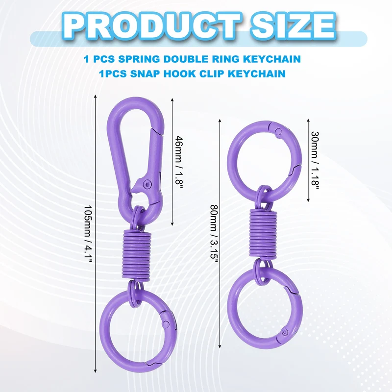 Keychain Clips with O Rings, 2Pcs Quick Release Key Chain Rings, Purple