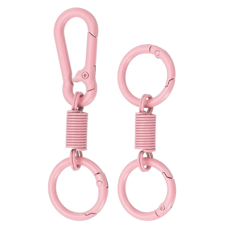 Keychain Clips with O Rings, 2Pcs Quick Release Key Chain Rings, Pink