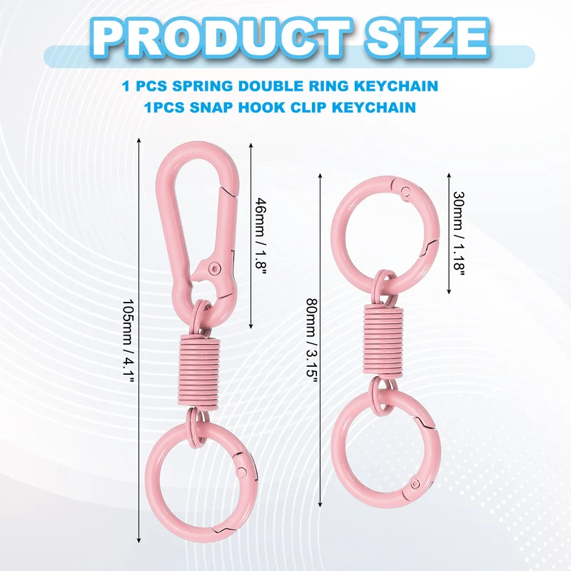 Keychain Clips with O Rings, 2Pcs Quick Release Key Chain Rings, Pink