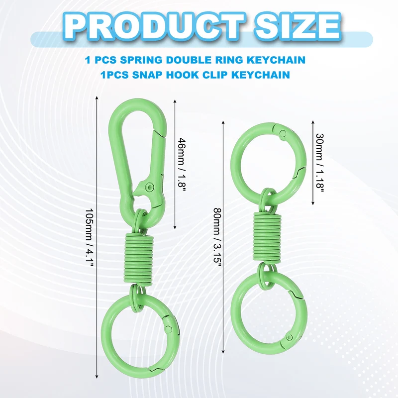 Keychain Clips with O Rings, 2Pcs Quick Release Key Chain Rings, Green