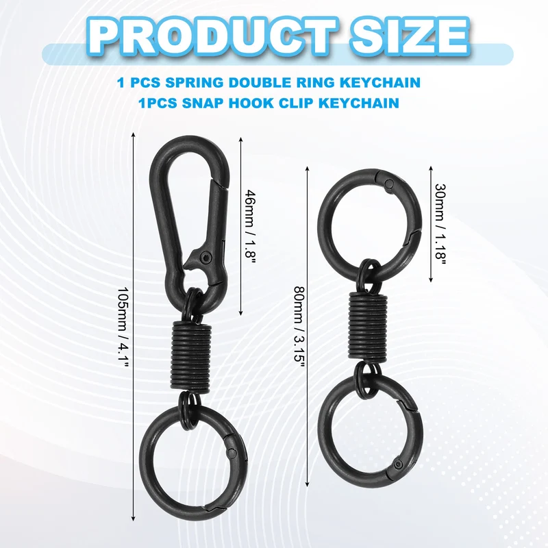 Keychain Clips with O Rings, 2Pcs Quick Release Key Chain Rings, Black