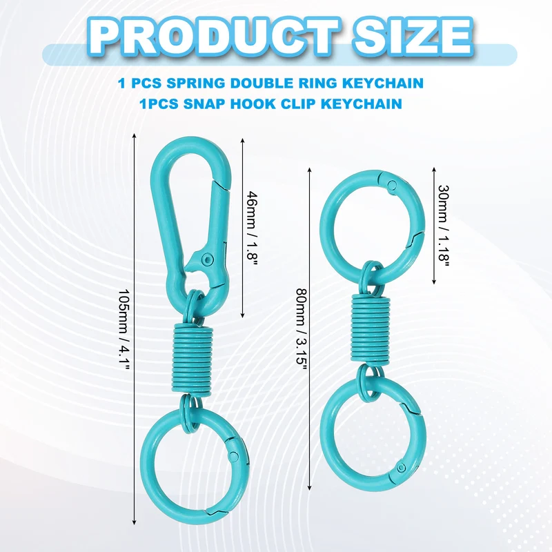 Keychain Clips with O Rings, 2Pcs Quick Release Key Chain Rings, Blue
