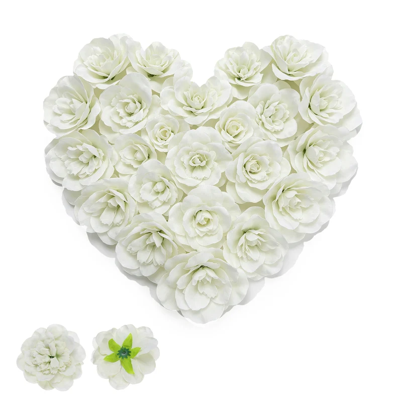 20 Pcs Fake Flower Heads, Artificial Flowers Hydrangea Heads, Light Green