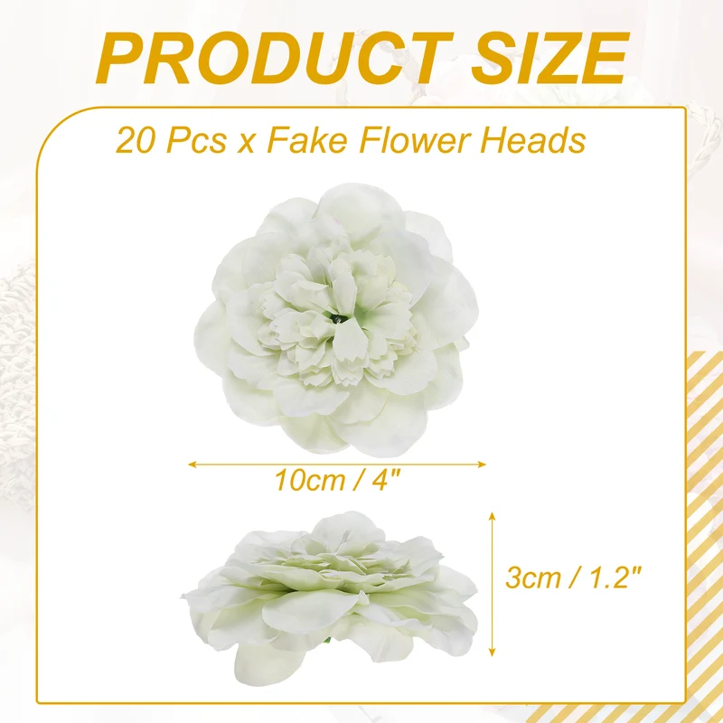20 Pcs Fake Flower Heads, Artificial Flowers Hydrangea Heads, Light Green