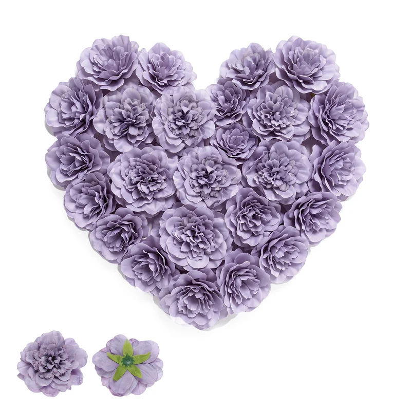 20 Pcs Fake Flower Heads, Artificial Flowers Hydrangea Heads, Light Purple