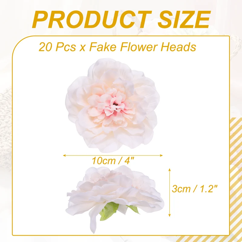 20 Pcs Fake Flower Heads, Artificial Flowers Hydrangea Heads, Champagne