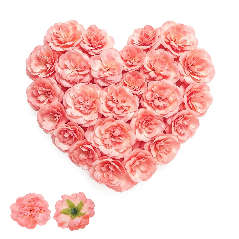 20 Pcs Fake Flower Heads, Artificial Flowers Hydrangea Heads, Candy Pink