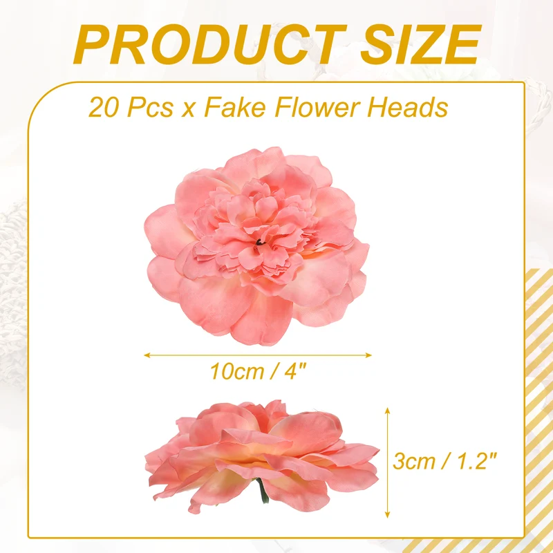20 Pcs Fake Flower Heads, Artificial Flowers Hydrangea Heads, Candy Pink