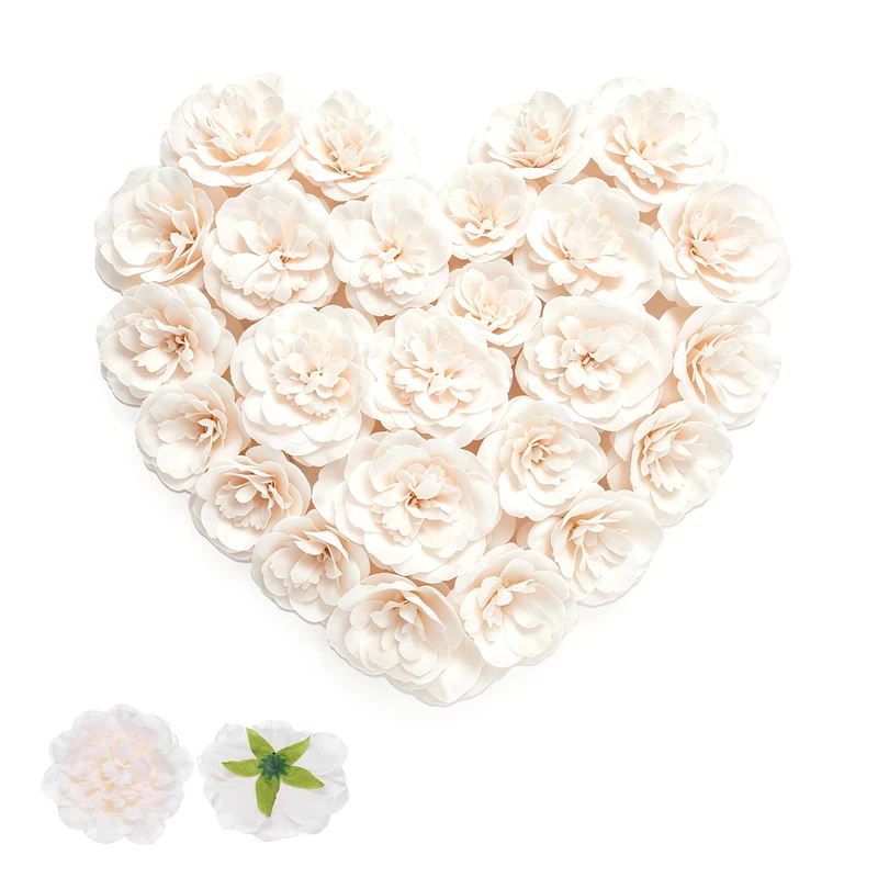 20 Pcs Fake Flower Heads, Artificial Flowers Hydrangea Heads, White