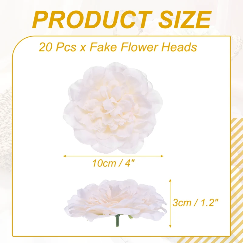 20 Pcs Fake Flower Heads, Artificial Flowers Hydrangea Heads, White