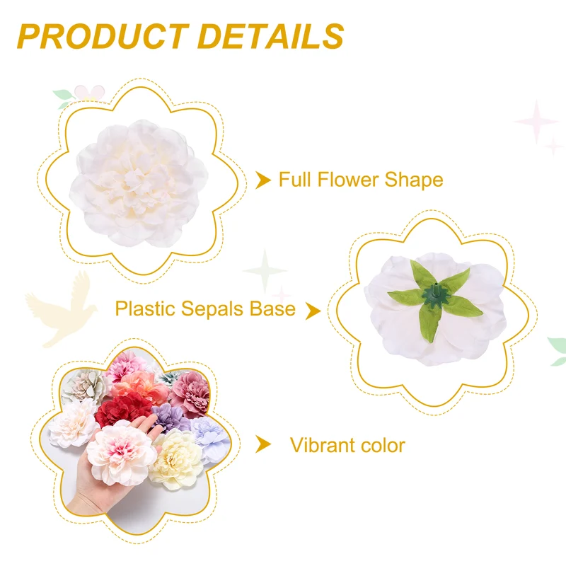 20 Pcs Fake Flower Heads, Artificial Flowers Hydrangea Heads, White