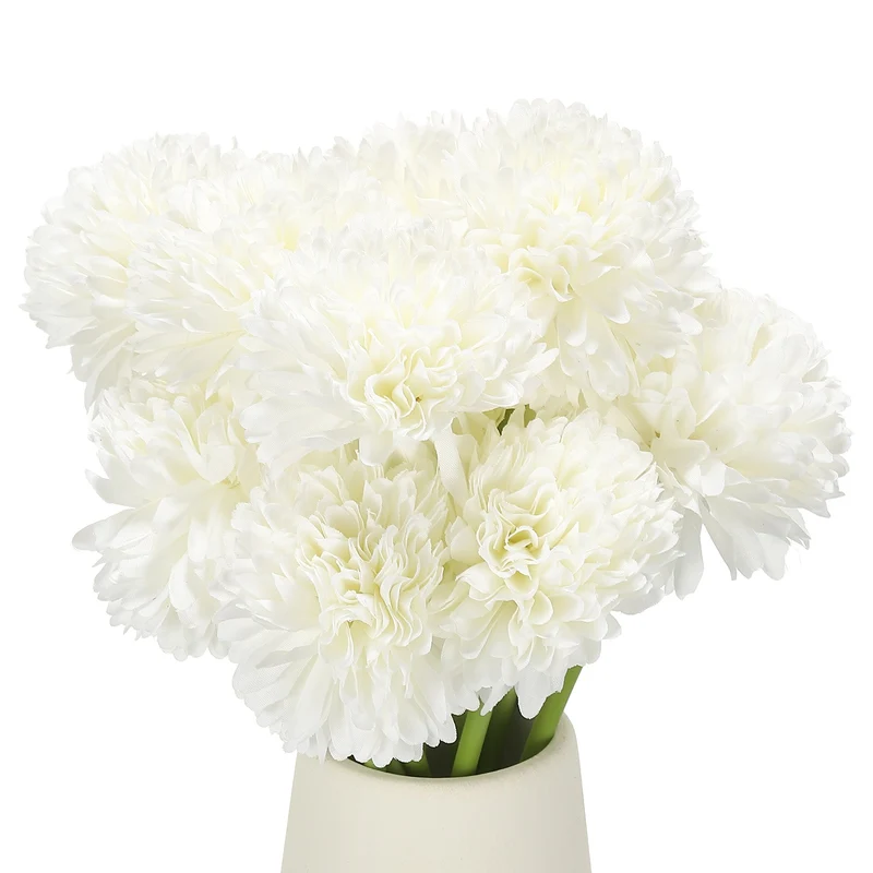 12 Pcs Artificial Chrysanthemums Fake Flowers for Home Decor, White