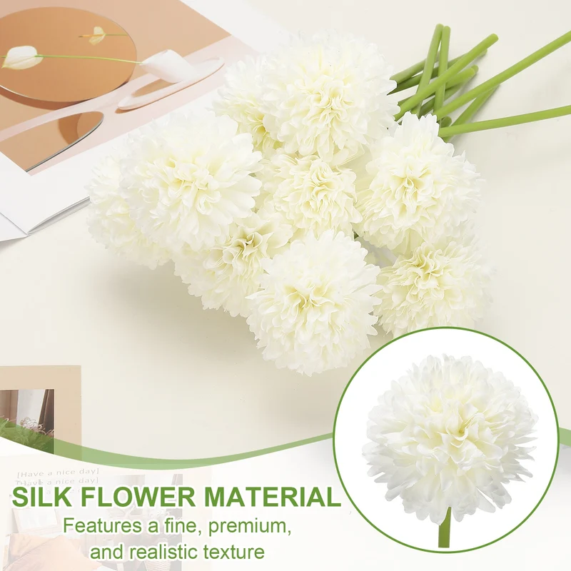 12 Pcs Artificial Chrysanthemums Fake Flowers for Home Decor, White
