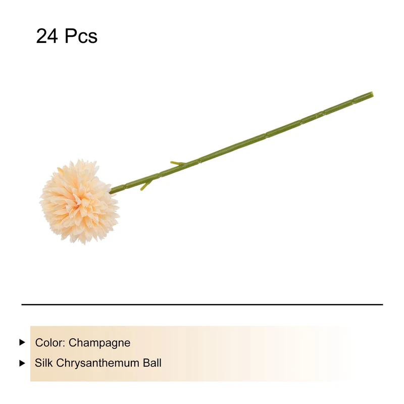 Artificial Flower Heads Silk Chrysanthemum Hydrangea Champagne Faux 24Pcs