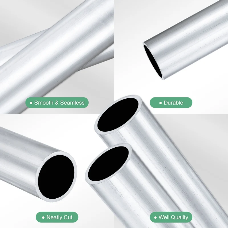 2-Pack 6063 Aluminum Round Tube, 24mmx28mm(IDxOD) 300mm Length Straight Tubing