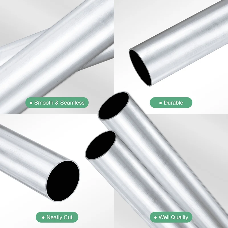 2-Pack 6063 Aluminum Round Tube, 25mmx27mm(IDxOD) 300mm Length Straight Tubing
