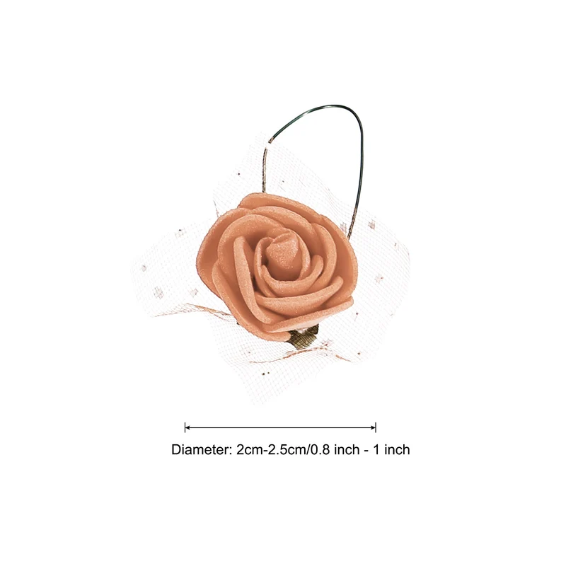 Artificial Rose Flower Heads, Brown Mini Faux Flowers 0.8 Inch-1 Inch 144Pcs