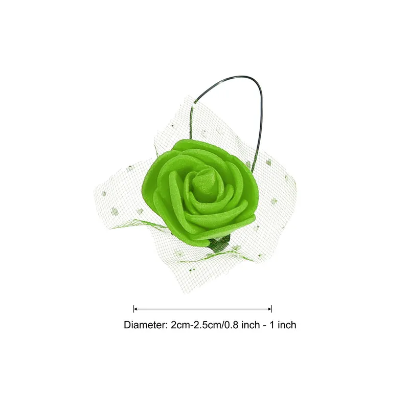 Artificial Rose Flower Heads, Green Mini Faux Flowers 0.8 Inch-1 Inch 144Pcs