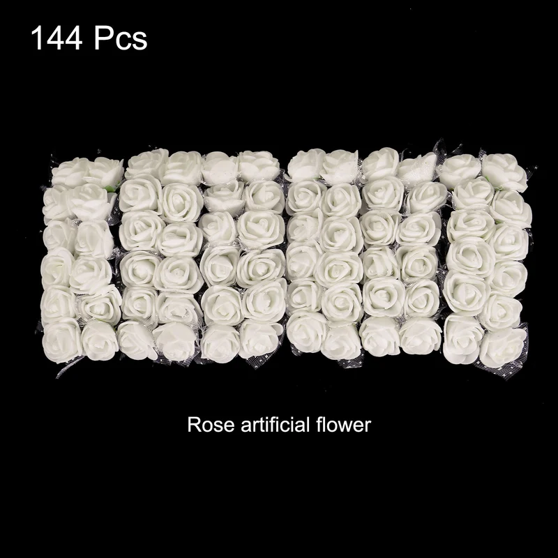 Artificial Rose Flower Heads, Cream White Mini Flowers 0.8 Inch-1 Inch 144Pcs
