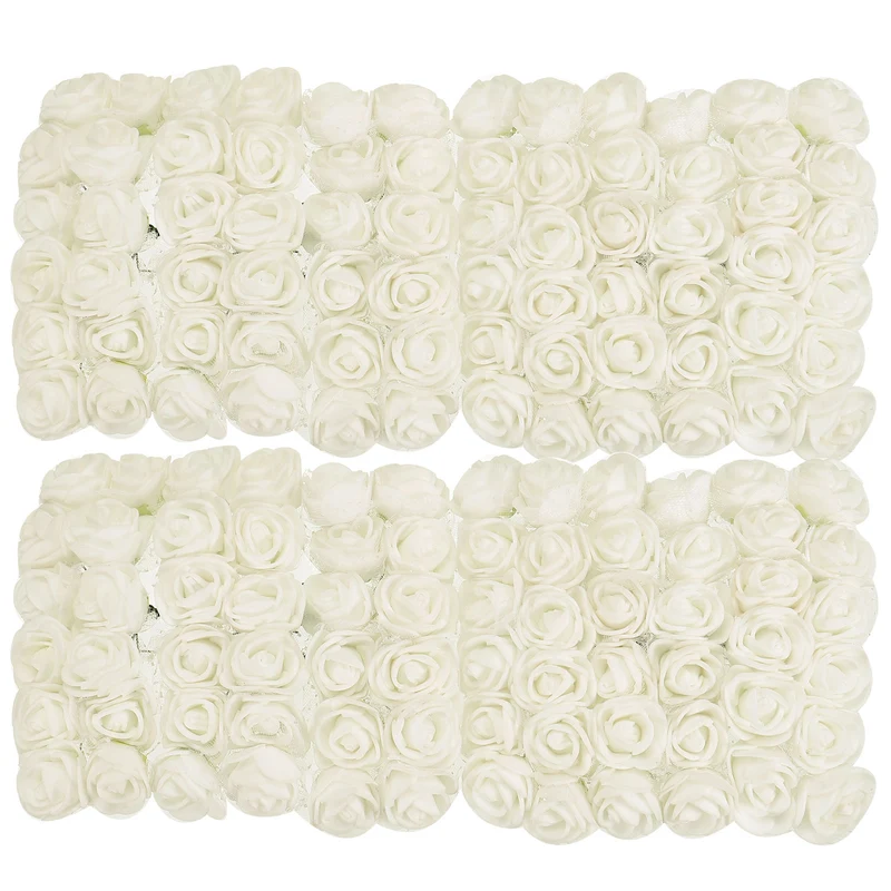 Artificial Rose Flower Heads, White Mini Faux Flowers 0.8 Inch-1 Inch 144Pcs