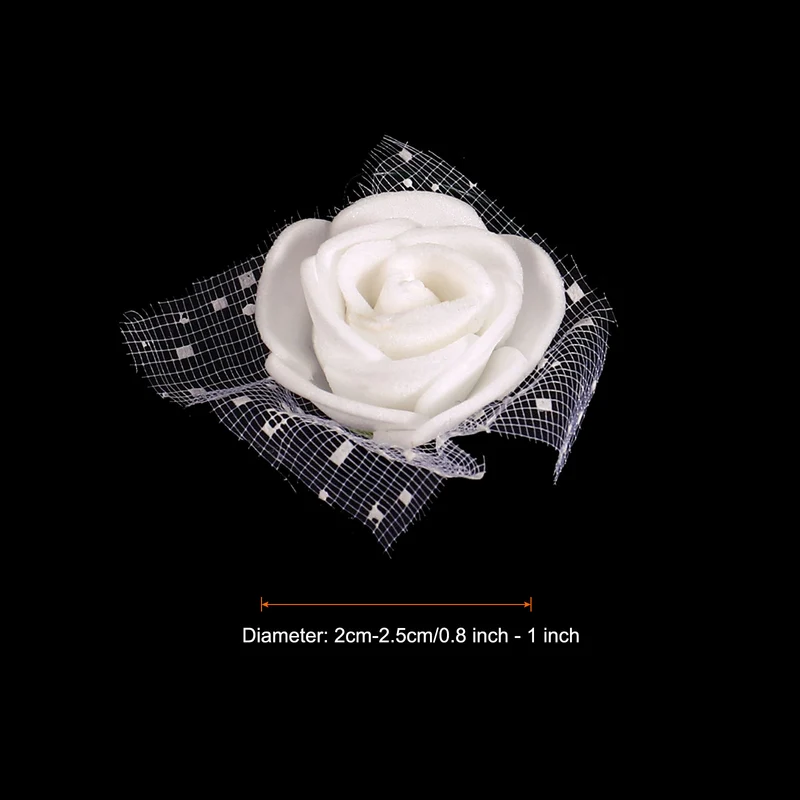 Artificial Rose Flower Heads, White Mini Faux Flowers 0.8 Inch-1 Inch 144Pcs
