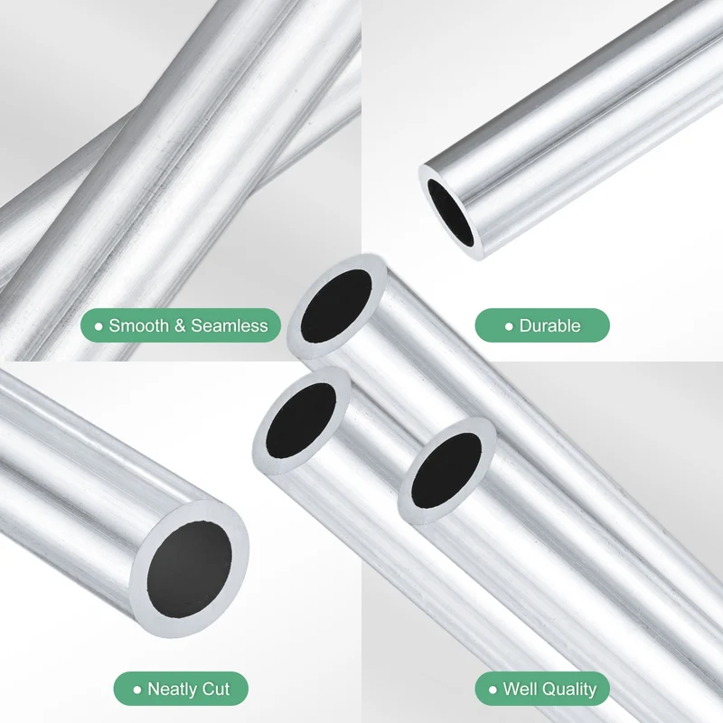 3-Pack 6063 Aluminum Round Tube, 10mmx14mm(IDxOD) 100mm Length Straight Tubing