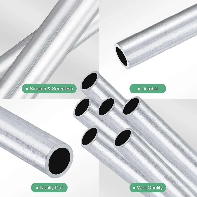 6-Pack 6063 Aluminum Round Tube, 8mmx10mm(IDxOD) 100mm Length Straight Tubing