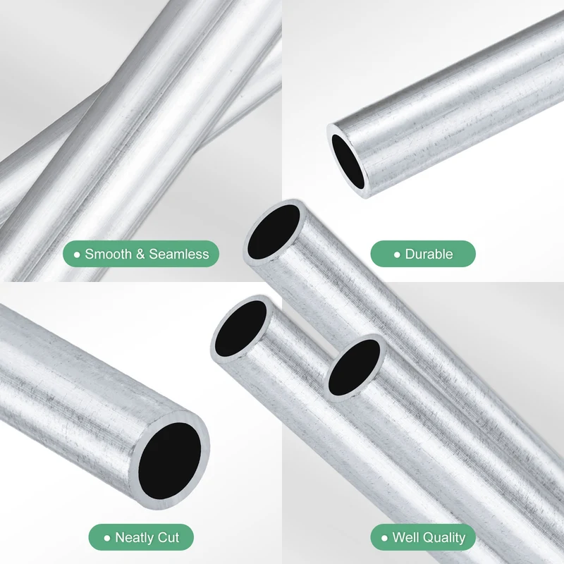 3-Pack 6063 Aluminum Round Tube, 8mmx10mm(IDxOD) 100mm Length Straight Tubing