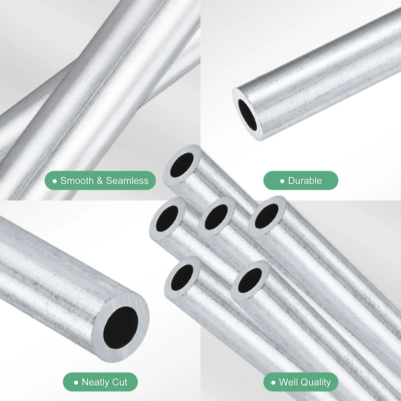 6-Pack 6063 Aluminum Round Tube, 6mmx10mm(IDxOD) 100mm Length Straight Tubing