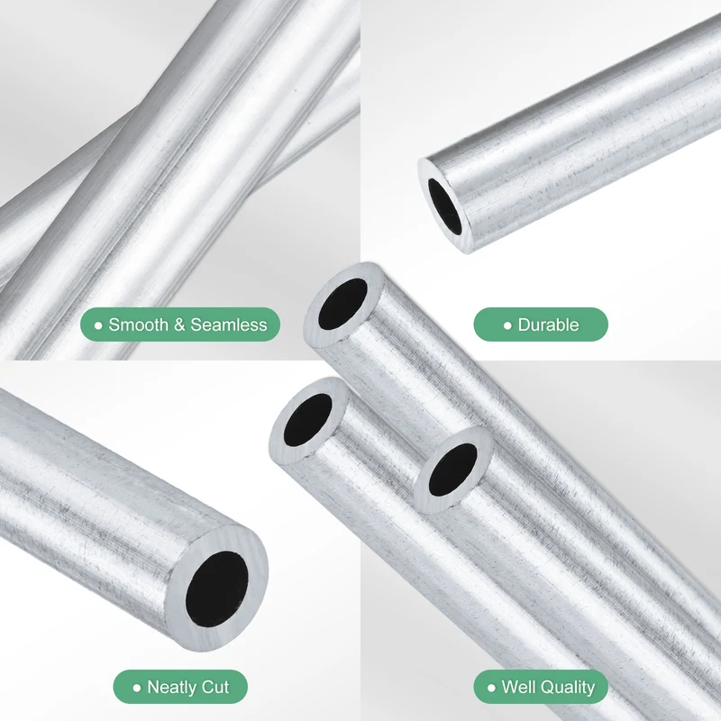 3-Pack 6063 Aluminum Round Tube, 6mmx10mm(IDxOD) 100mm Length Straight Tubing