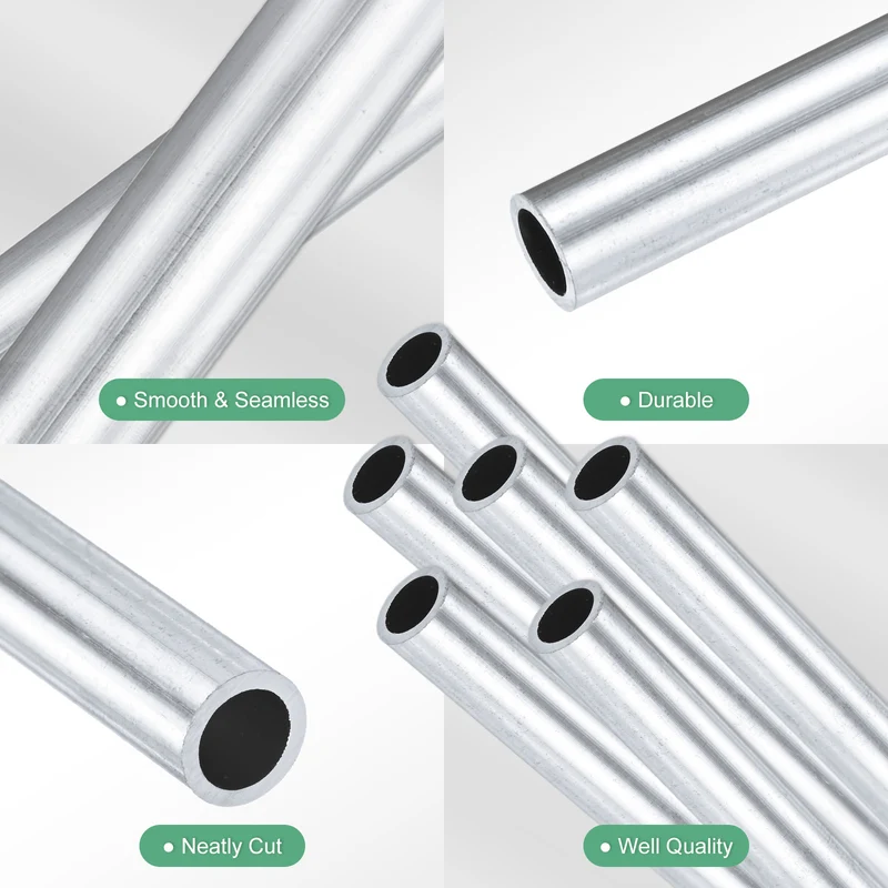 6-Pack 6063 Aluminum Round Tube, 6mmx8mm(IDxOD) 100mm Length Straight Tubing