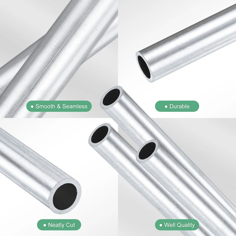 3-Pack 6063 Aluminum Round Tube, 6mmx8mm(IDxOD) 100mm Length Straight Tubing