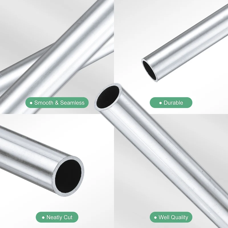1-Pack 6063 Aluminum Round Tube, 9mmx11mm(IDxOD) 300mm Length Straight Tubing