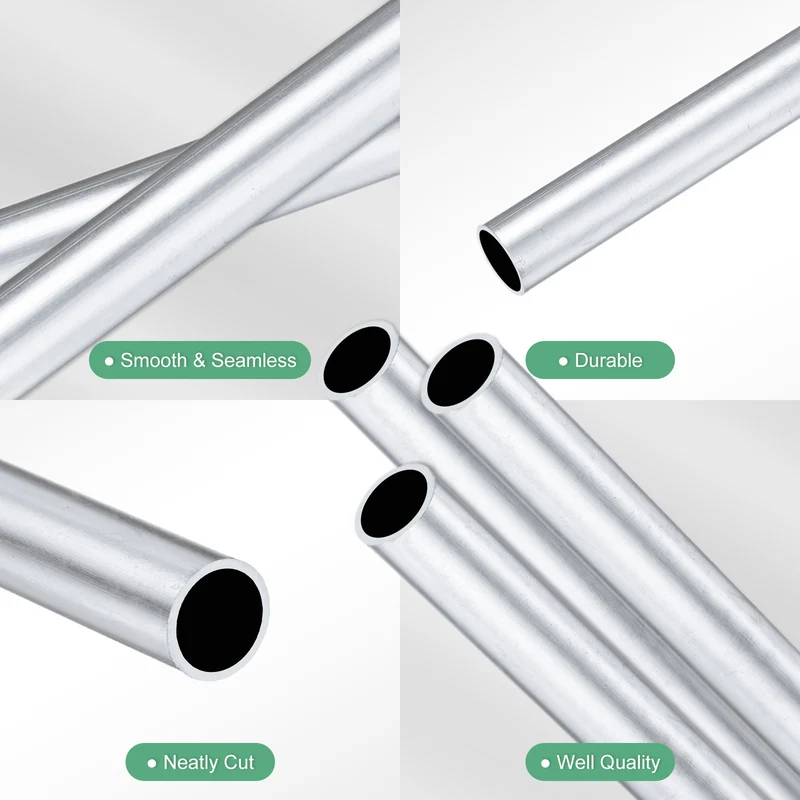 3-Pack 6063 Aluminum Round Tube, 8mmx10mm(IDxOD) 300mm Length Straight Tubing