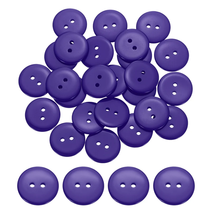 25 Pcs 20mm Resin Sewing Buttons, 2 Hole for Sewing Coats Shirts, Deep Purple