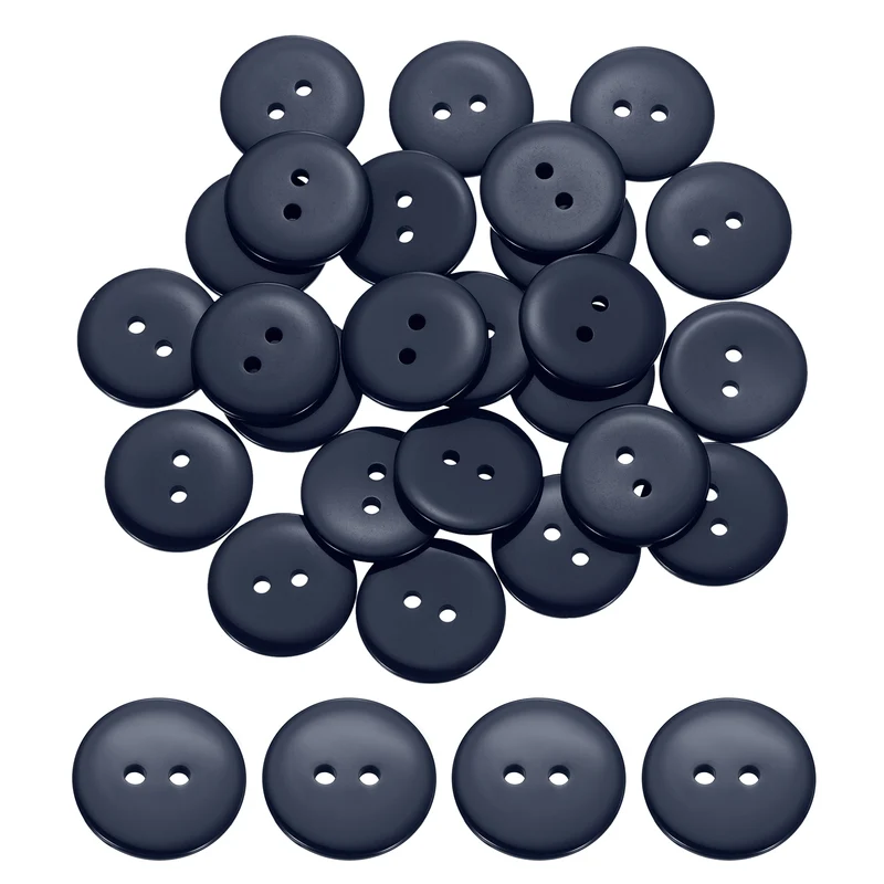 25 Pcs 20mm Resin Sewing Buttons, 2 Hole for Sewing Coats Shirts, Navy Blue