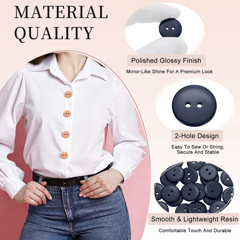 25 Pcs 20mm Resin Sewing Buttons, 2 Hole for Sewing Coats Shirts, Navy Blue