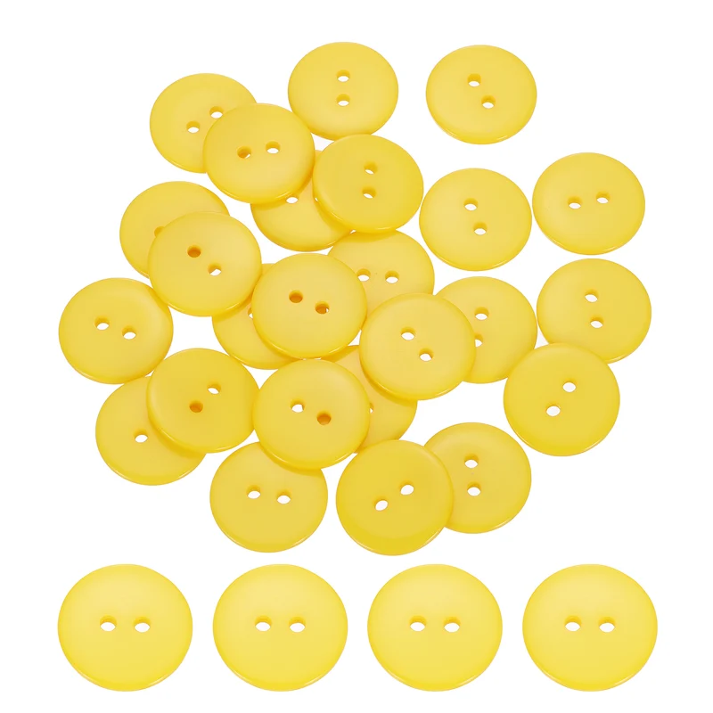 25 Pcs 20mm Resin Sewing Buttons, 2 Hole for Sewing Coats Shirts, Yellow