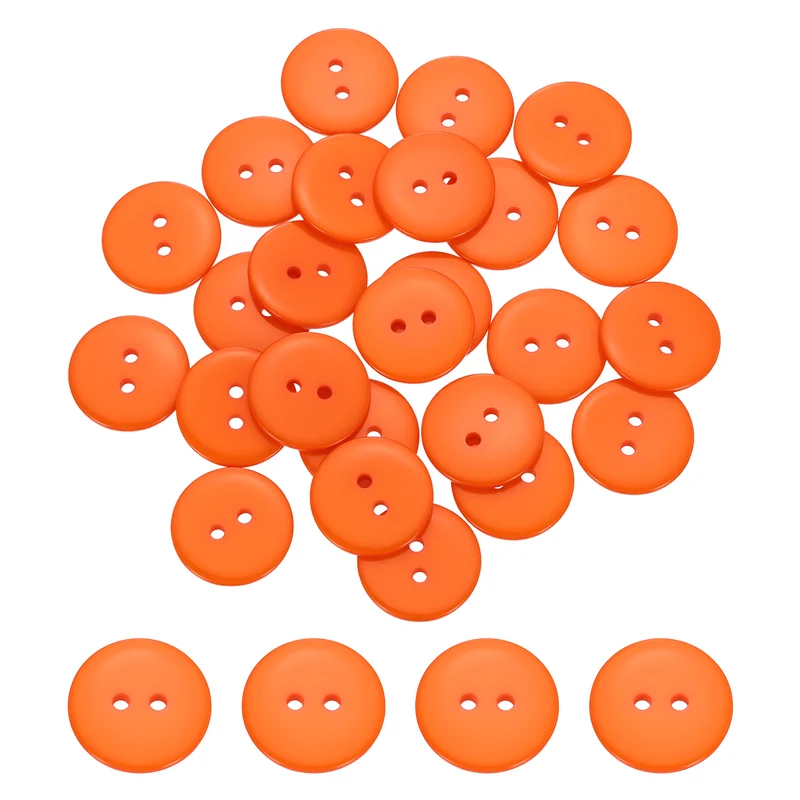 25 Pcs 20mm Resin Sewing Buttons, 2 Hole for Sewing Coats Shirts, Orange