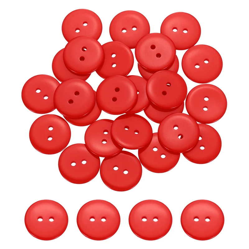 25 Pcs 20mm Resin Sewing Buttons, 2 Hole for Sewing Coats Shirts, Orange Red