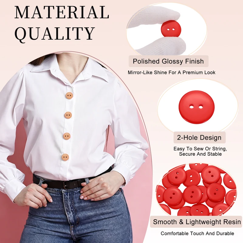 25 Pcs 20mm Resin Sewing Buttons, 2 Hole for Sewing Coats Shirts, Orange Red
