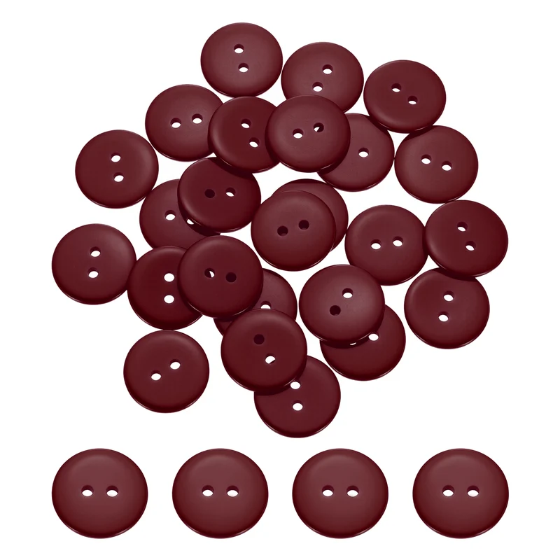 25 Pcs 20mm Resin Sewing Buttons, 2 Hole for Sewing Coats Shirts, Dark Red
