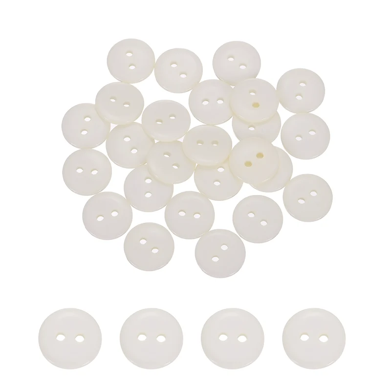 25 Pcs 15mm Resin Sewing Buttons, 2 Hole for Sewing Coats Shirts, Beige