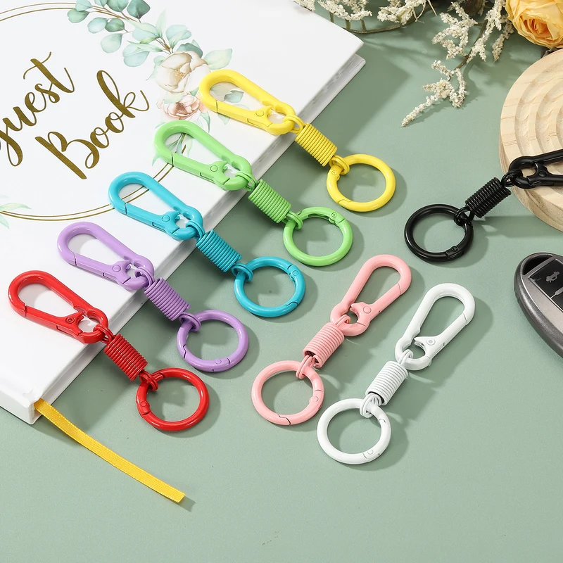 Keychain Clips with O Ring, 4Pcs Quick Release KeyChain, Pink/Black/Purple/Blue
