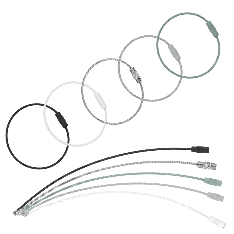 30 Pcs Wire Keychain Cable, 6 Inch Metal Wire Key Ring Loop, Multicolor
