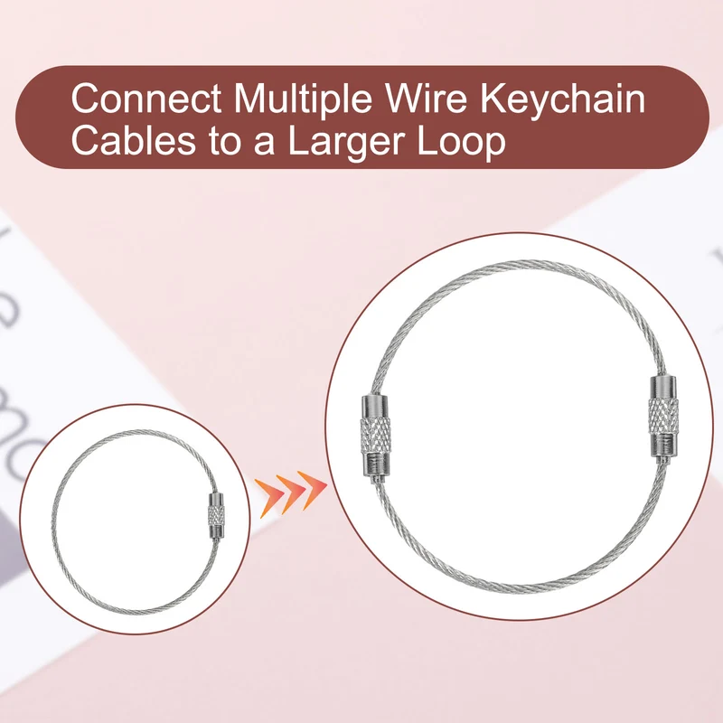 30 Pcs Wire Keychain Cable, 6 Inch Metal Wire Key Ring Loop, Multicolor